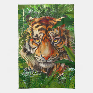 Jungle Tiger Kitchen Towel Colourful Tiger Art
