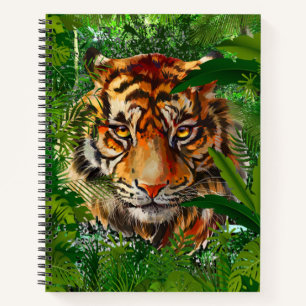 Jungle Tiger Notebook - Green Tiger Art