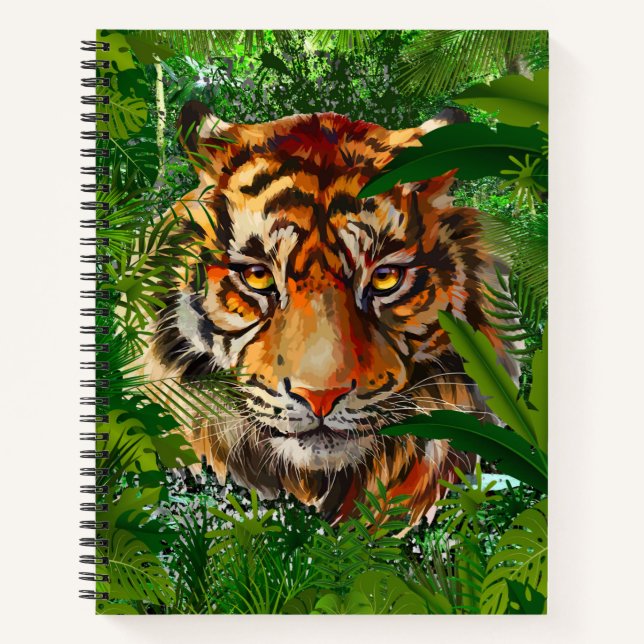 Jungle Tiger Notebook - Green Tiger Art (Front)