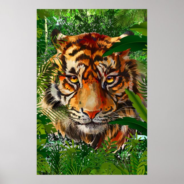 Jungle Tiger Poster | Colourful Tiger Poster (Front)
