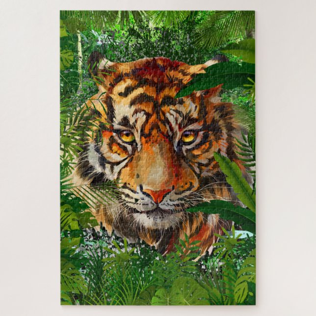 Jungle Tiger Puzzle | Colourful Tiger Puzzle  (Vertical)