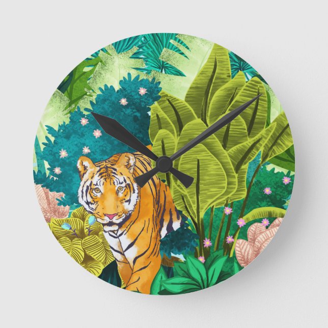 Jungle Tiger Round Clock (Front)
