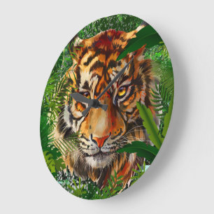 Jungle Tiger Wall Clock - Colourful Tiger Clock