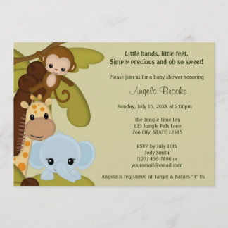 Jungle Time Animals Baby Shower Invitation JTN-E