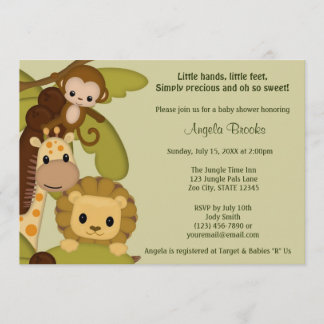 Jungle Time Animals Baby Shower Invitation JTN-L