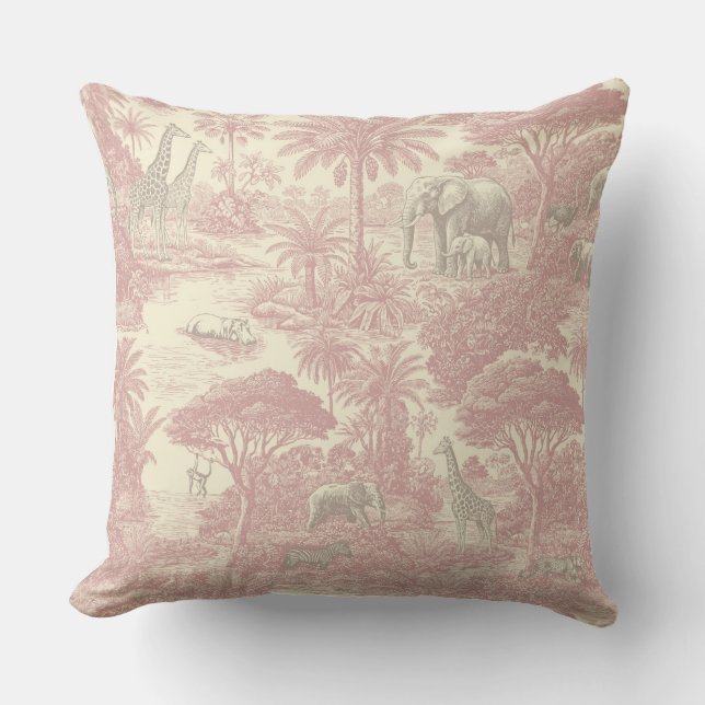 Jungle Toile Pattern Tropical Planner Cushion (Front)