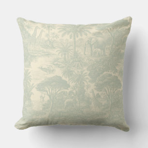 Jungle Toile Pattern Tropical Scenic Design Cushion