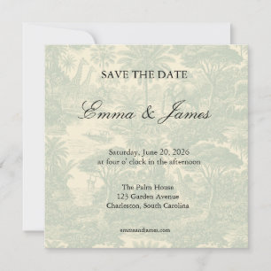 Jungle Toile Pattern Tropical Scenic Design Save The Date