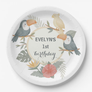 Jungle Toucan 1st Birthday Boho Party Baby Shower Paper Plate