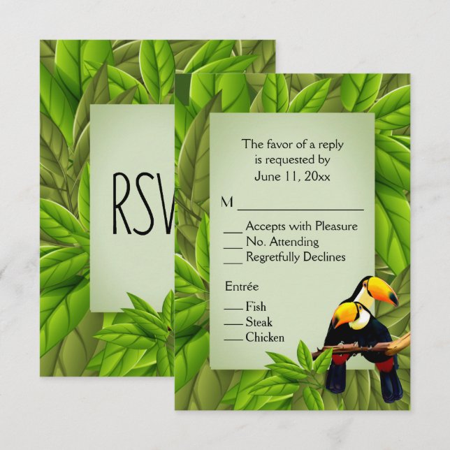 Jungle Toucans RSVP with Entree Selection Invitation (Front/Back)