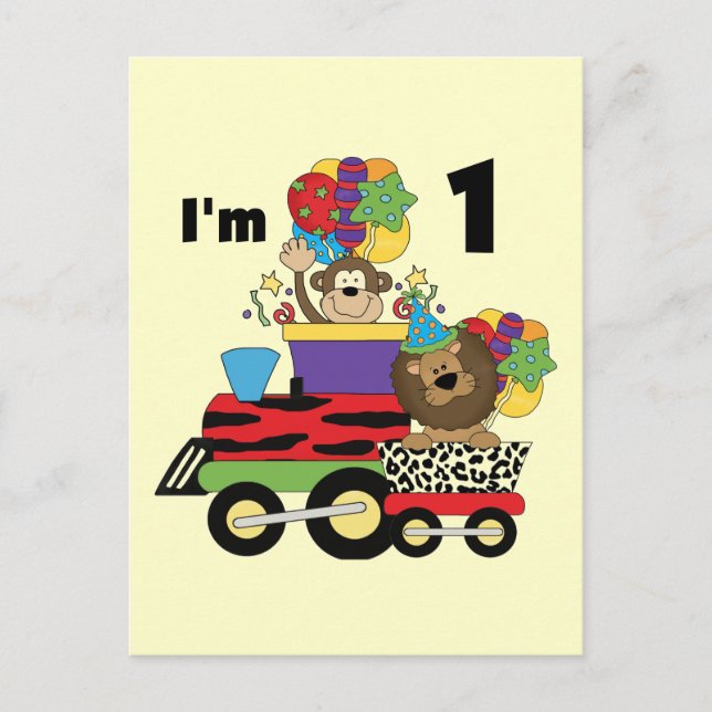 Jungle Train 1st Birthday T-shirts and Gifts Postcard (Front)