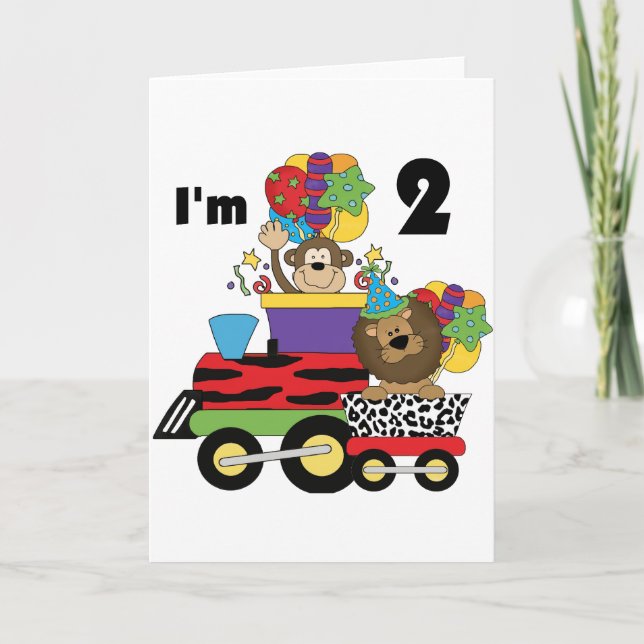 Jungle Train 2nd Birthday T-shirts and Gifts Card (Front)