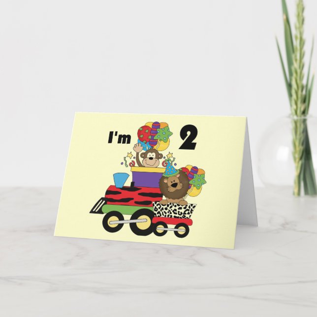Jungle Train 2nd Birthday T-shirts and Gifts Card (Front)