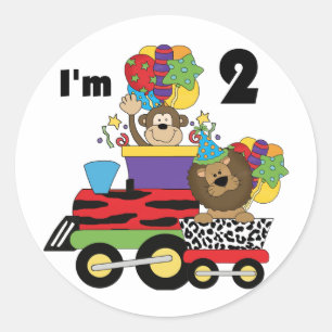 Jungle Train 2nd Birthday T-shirts and Gifts Classic Round Sticker