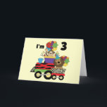 Jungle Train 3rd Birthday Tshirts and Gifts Card<br><div class="desc">Jungle Train 3rd birthday T-shirts,  tote bags,  birthday buttons,  bodysuits,  cards,  magnets,  and more for your toddlers 3rd birthday featuring a train,  monkey,  lion,  and birthday balloons!</div>