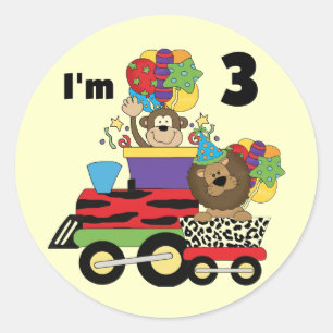 Jungle Train 3rd Birthday Tshirts and Gifts Classic Round Sticker