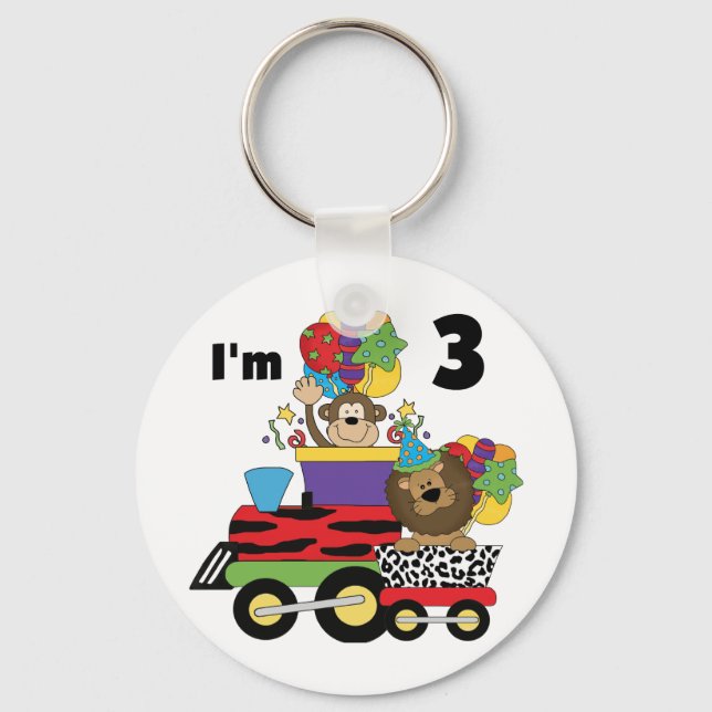 Jungle Train 3rd Birthday Tshirts and Gifts Key Ring (Front)