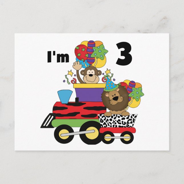 Jungle Train 3rd Birthday Tshirts and Gifts Postcard (Front)