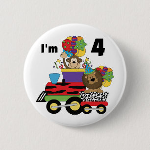 Jungle Train 4th Birthday Tshirts and Gifts 6 Cm Round Badge