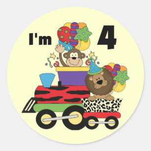 Jungle Train 4th Birthday Tshirts and Gifts Classic Round Sticker