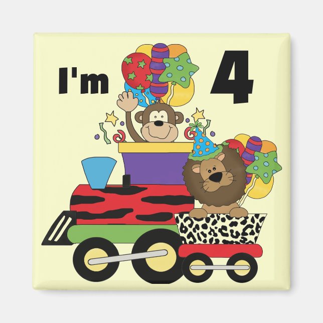 Jungle Train 4th Birthday  Tshirts and Gifts Magnet (Front)