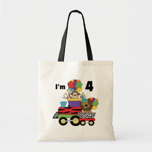 Jungle Train 4th Birthday  Tshirts and Gifts Tote Bag (Front)