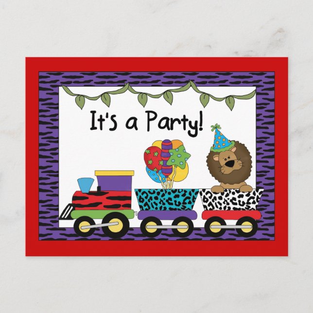 Jungle Train Party Invitations (Front)