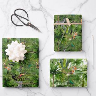 Jungle,tropical,birds,toucan,parrots,tigers, Wrapping Paper Sheet