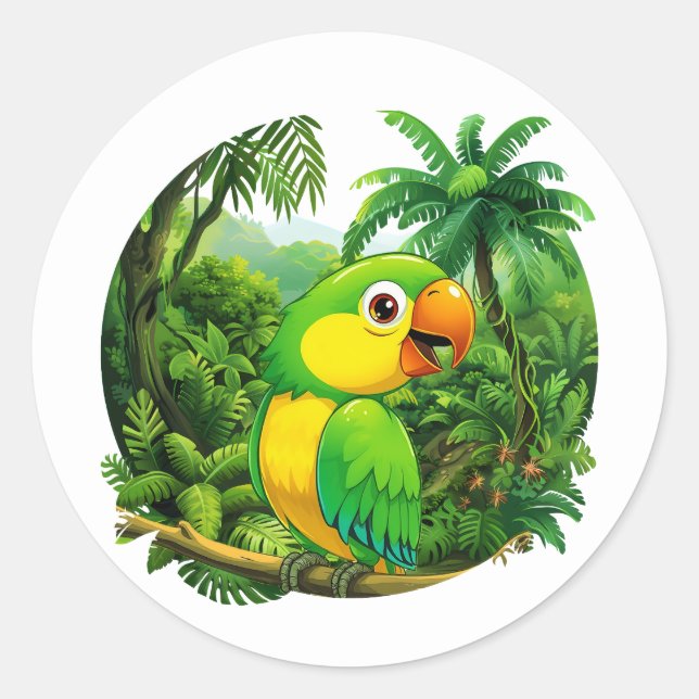 Jungle Vibes Classic Round Sticker (Front)