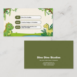 Jungle Vine Cartoon Dinosaur Business Card