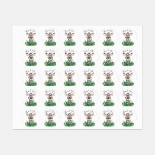 Jungle Watercolor Baby Shower Zebra Labels