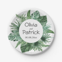 Jungle watercolor tropical green leaves