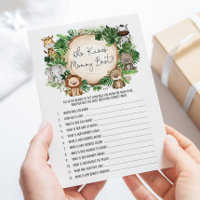Jungle Who Knows Mummy Best Baby Shower Game Card