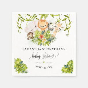 Jungle Wild Baby Animals Tropical Baby Shower Napkin