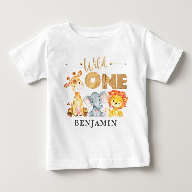 Jungle Wild One 1st Birthday Baby Animals Baby T-Shirt (Front)