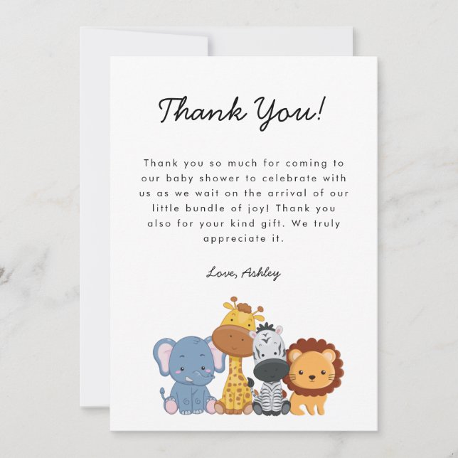 Jungle Wild One Baby Shower Thank You Card (Front)