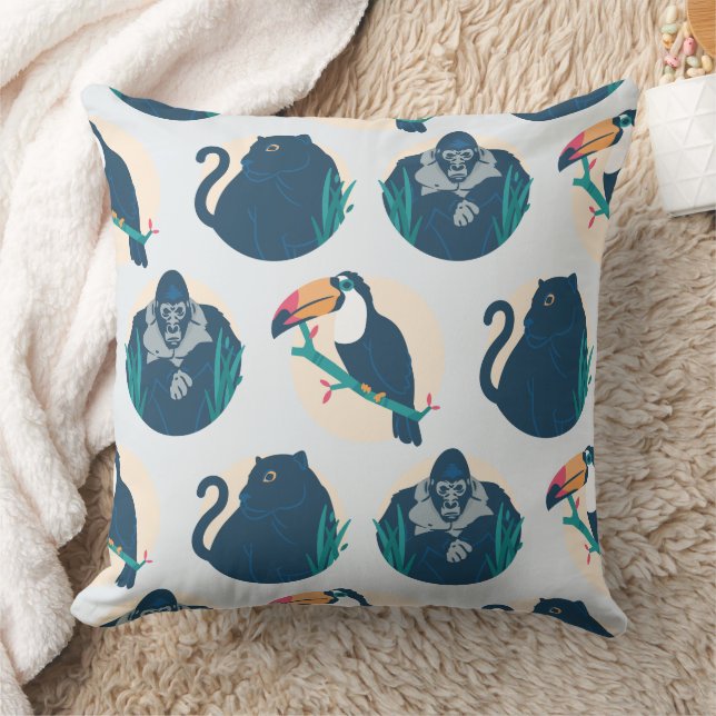Jungle Wildlife Animals Pattern Cushion (Blanket)
