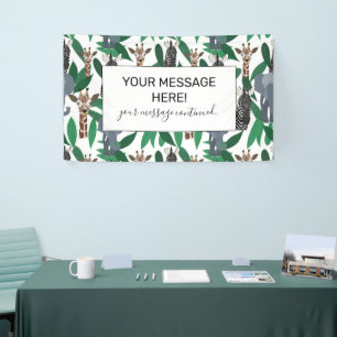 Jungle Zebra Elephant Giraffe Safari Animals Banner