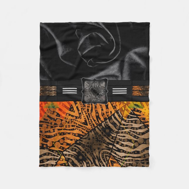 Jungle Zebra Tiger Monogram Fleece Blanket (Front)