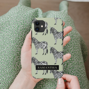 Jungle Zebra Wild Pattern & Personalised Name iPhone 11 Case