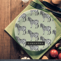Jungle Zebra Wild Pattern & Personalised Name