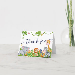 Jungle Zoo Animal Friends Safari Baby Shower Thank You Card