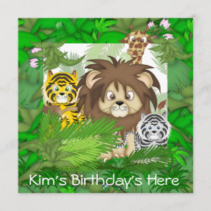 Jungle ZOO Chld's Birthday Pa invitations NEUTRAL