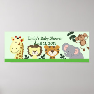 JUNGLE ZOO PARTY Customisable Birthday Banner Poster