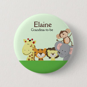 JUNGLE ZOO PARTY NAME TAG Personalised Button