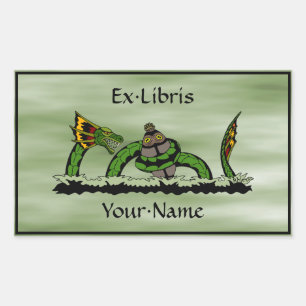 Jungun Catching a Quibbib Bookplate Rectangular Sticker