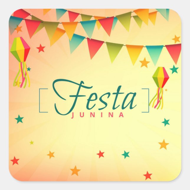 Junina Party Square Sticker (Front)