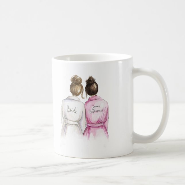 Junior Bridesmaid? Br Bun Bride Dk Br Bun Maid Coffee Mug (Right)