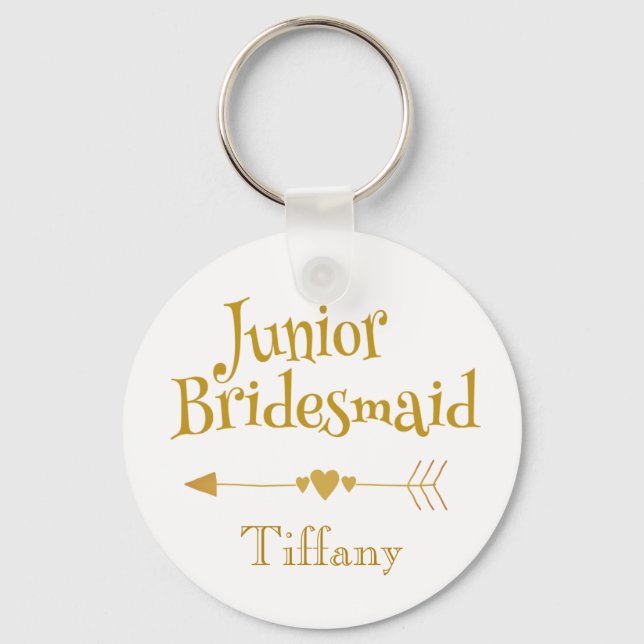 Junior Bridesmaid Gifts Golden Font Key Ring (Front)