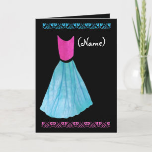 Junior Bridesmaid Invitation PINK & BLUE Gown
